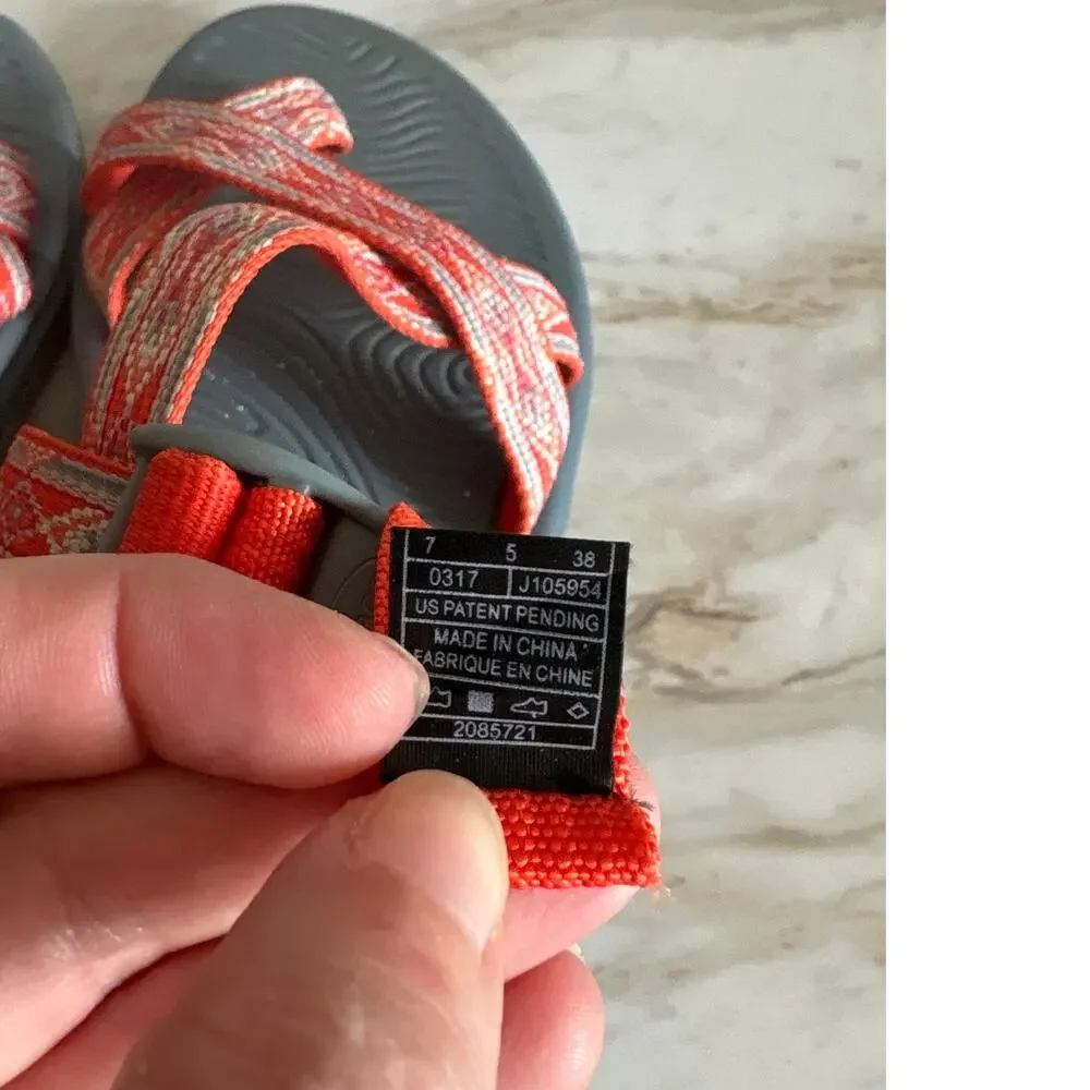 Chaco Z Cloud 2 Orange Gray Strappy Sporty Comfort Sandals Size 7